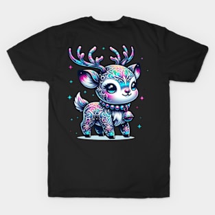 Reindeer Winter Snow Christmas Cute Kawaii Chibi T-Shirt